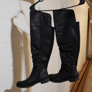 Above the knee black leather boots 7.5
